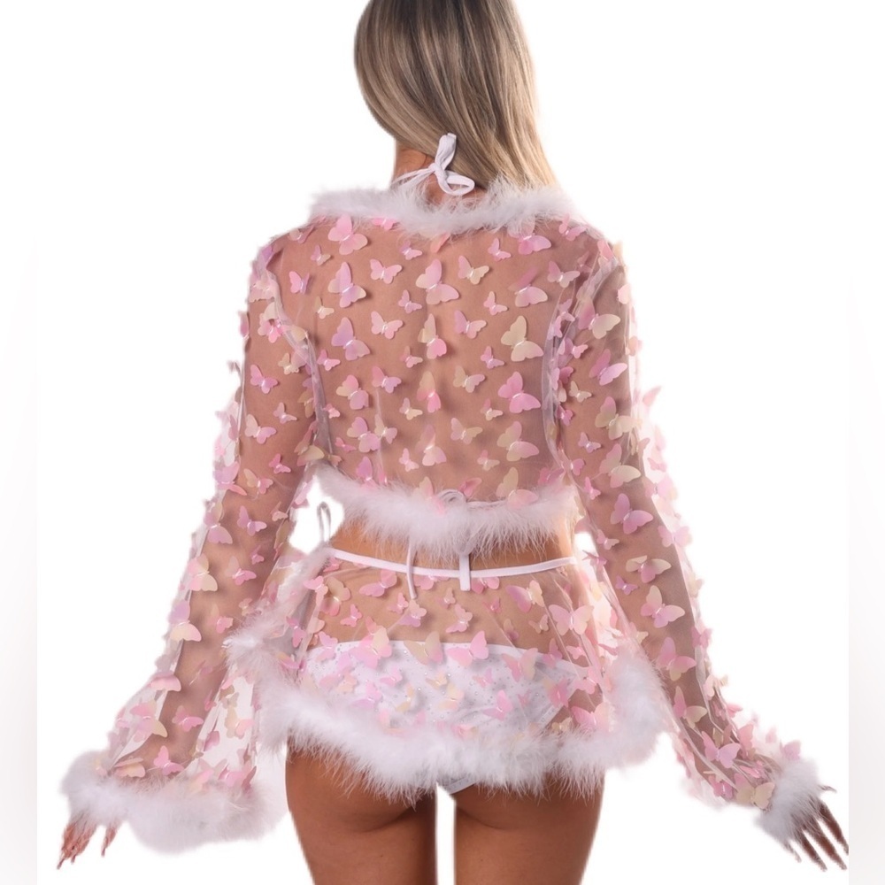 The LUMI Shop Pink Fuzzy 3D Butterfly Set L
